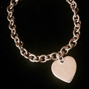 Sterling Silver Heart Tiffany Style Chain Bracelet